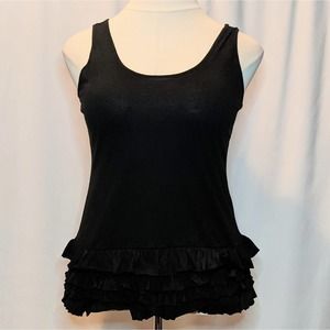Xhilaration Ruffle Hem Tank Top Black